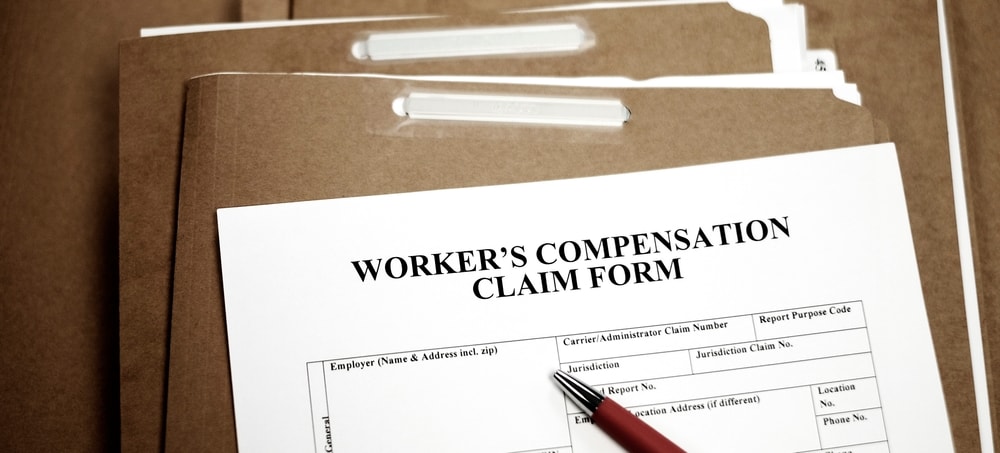Closeup of a workers compensation claim form